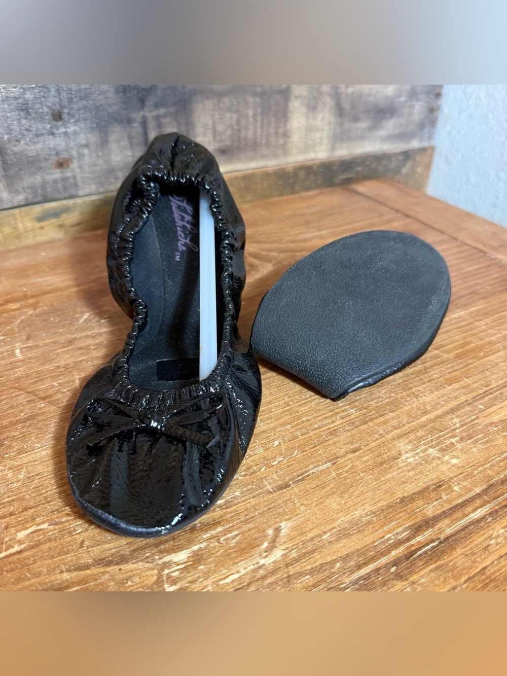 Sidekicks Women's Foldable Ballet Flats Medium Size 7-8 Black Travel Shoes